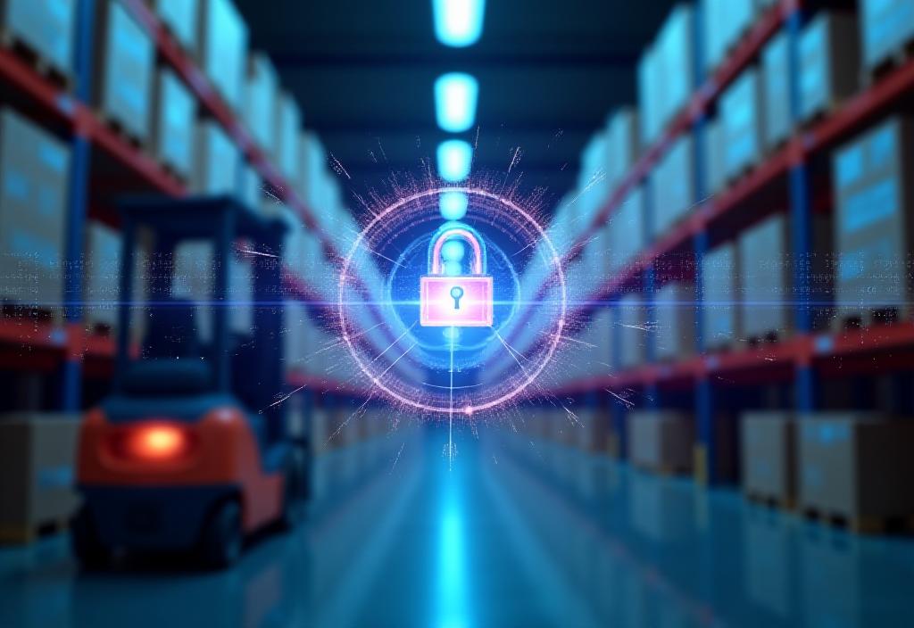 Digital security and logistics data concept
