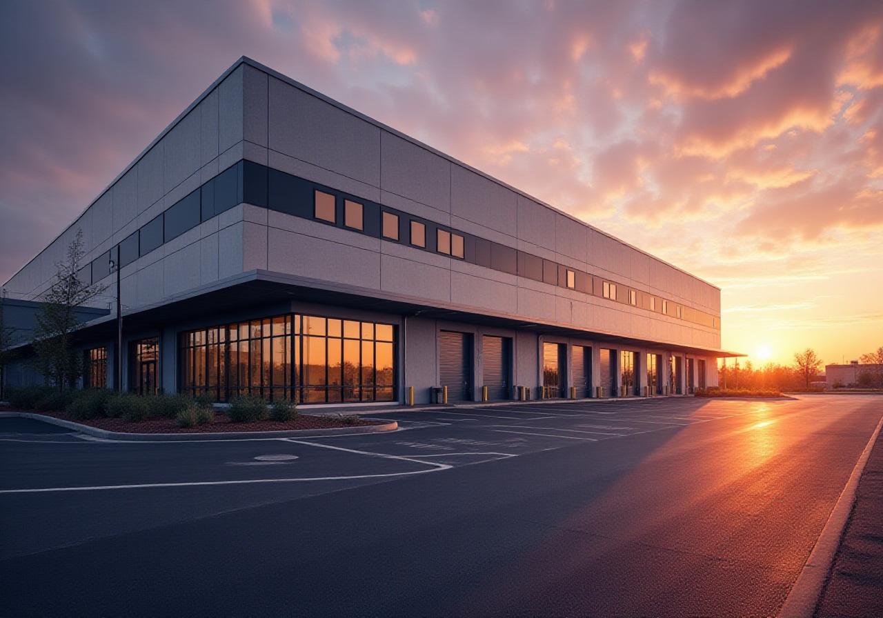 Modern logistics warehouse exterior